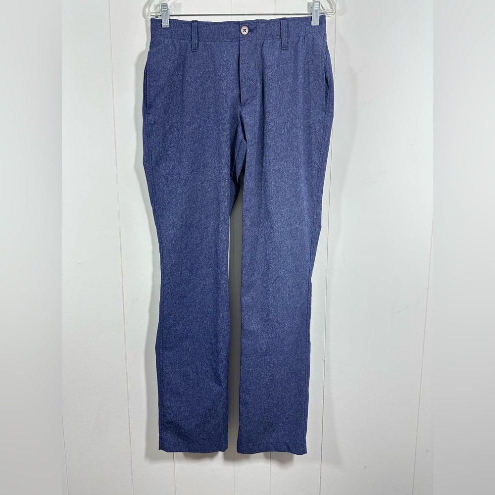 Under Armour Men’s Sz 32x34 Navy Blue Elastic Waist Gold Pants Casual Sport